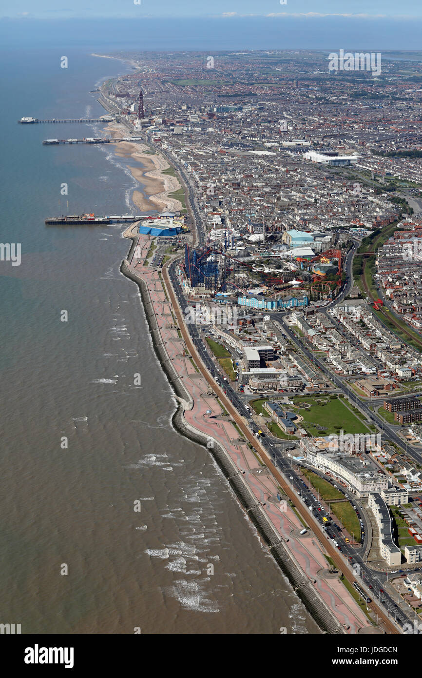 Vista aérea de la costa de Blackpool, Reino Unido Foto de stock