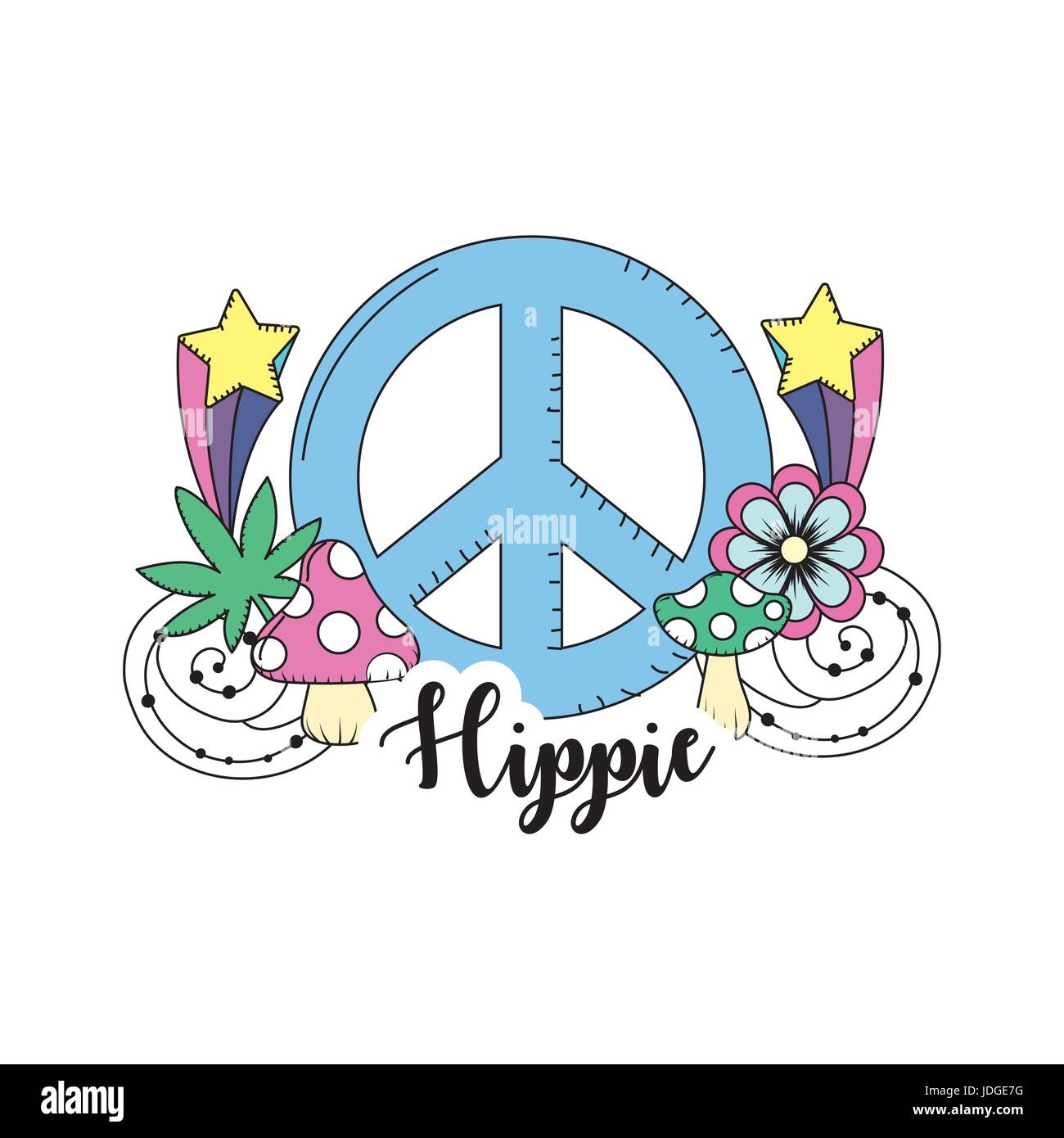 Cultura hippie de paz y amor con el estilo de vida Imagen Vector de stock -  Alamy