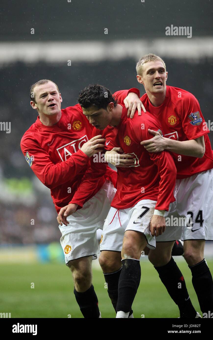 WAYNE ROONEY, Cristiano Ronaldo , Darren Fletcher, DERBY COUNTY V MANCHESTER UNITED, DERBY COUNTY V Manchester Utd, 2008 Foto de stock