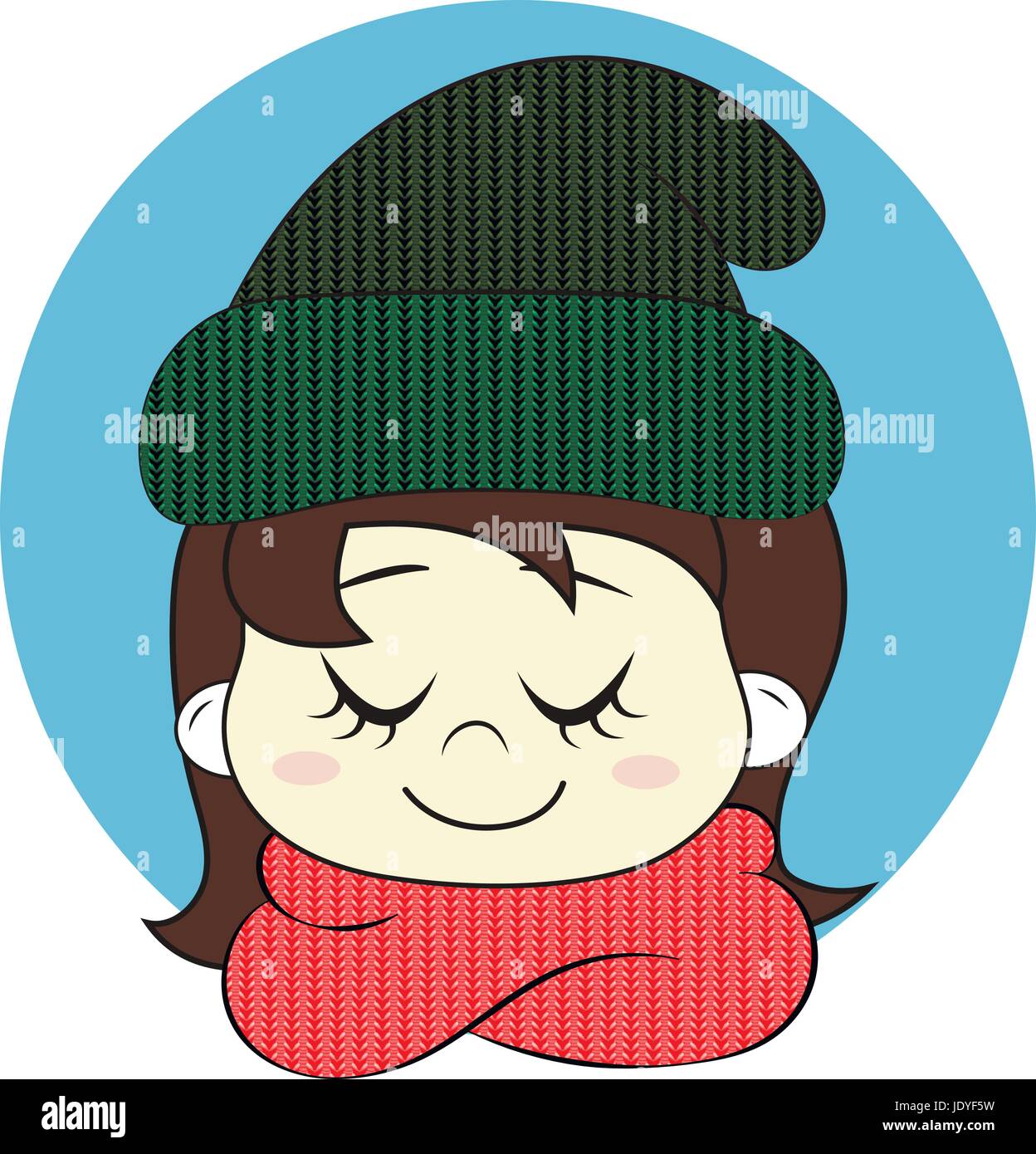 Niña de gorro de punto y bufanda. hola invierno ilustración Imagen Vector  de stock - Alamy