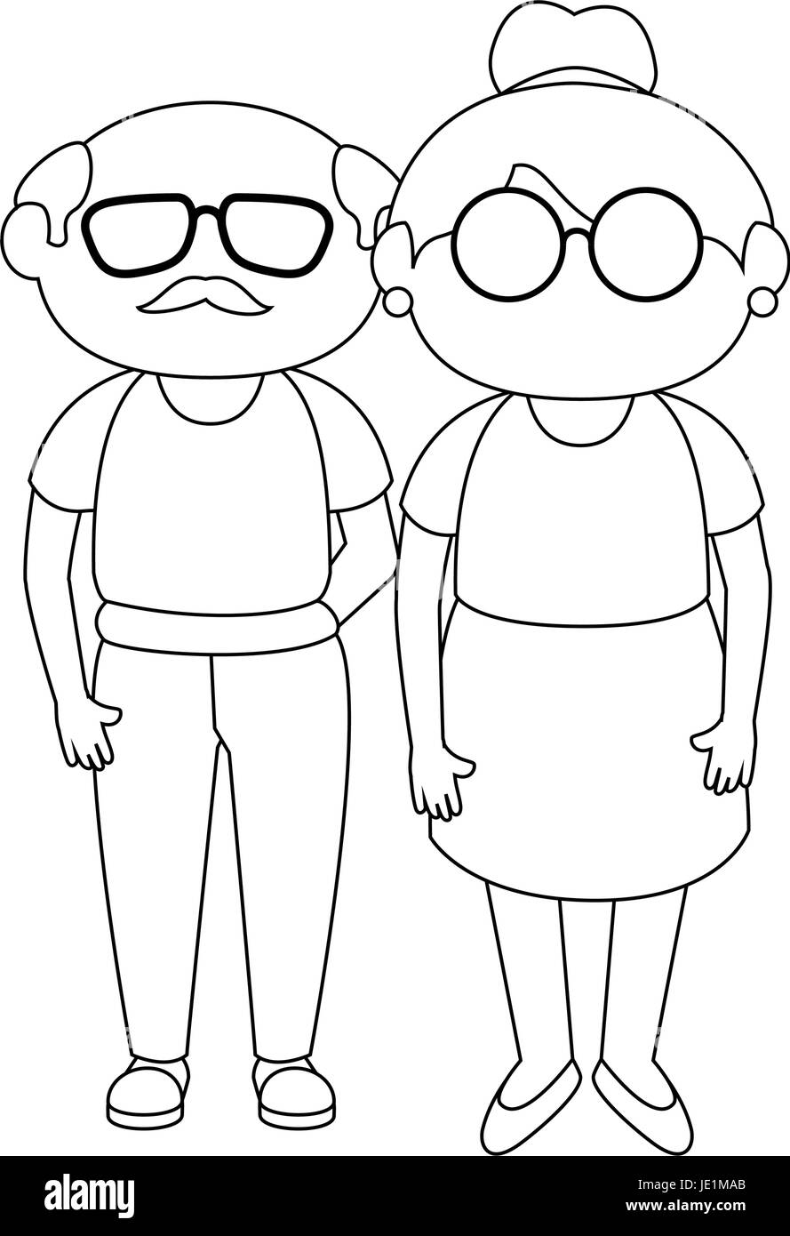 La Abuela Y El Abuelo Stand Up Icono Ilustración Vectorial Diseño Gráfico Imagen Vector De Stock