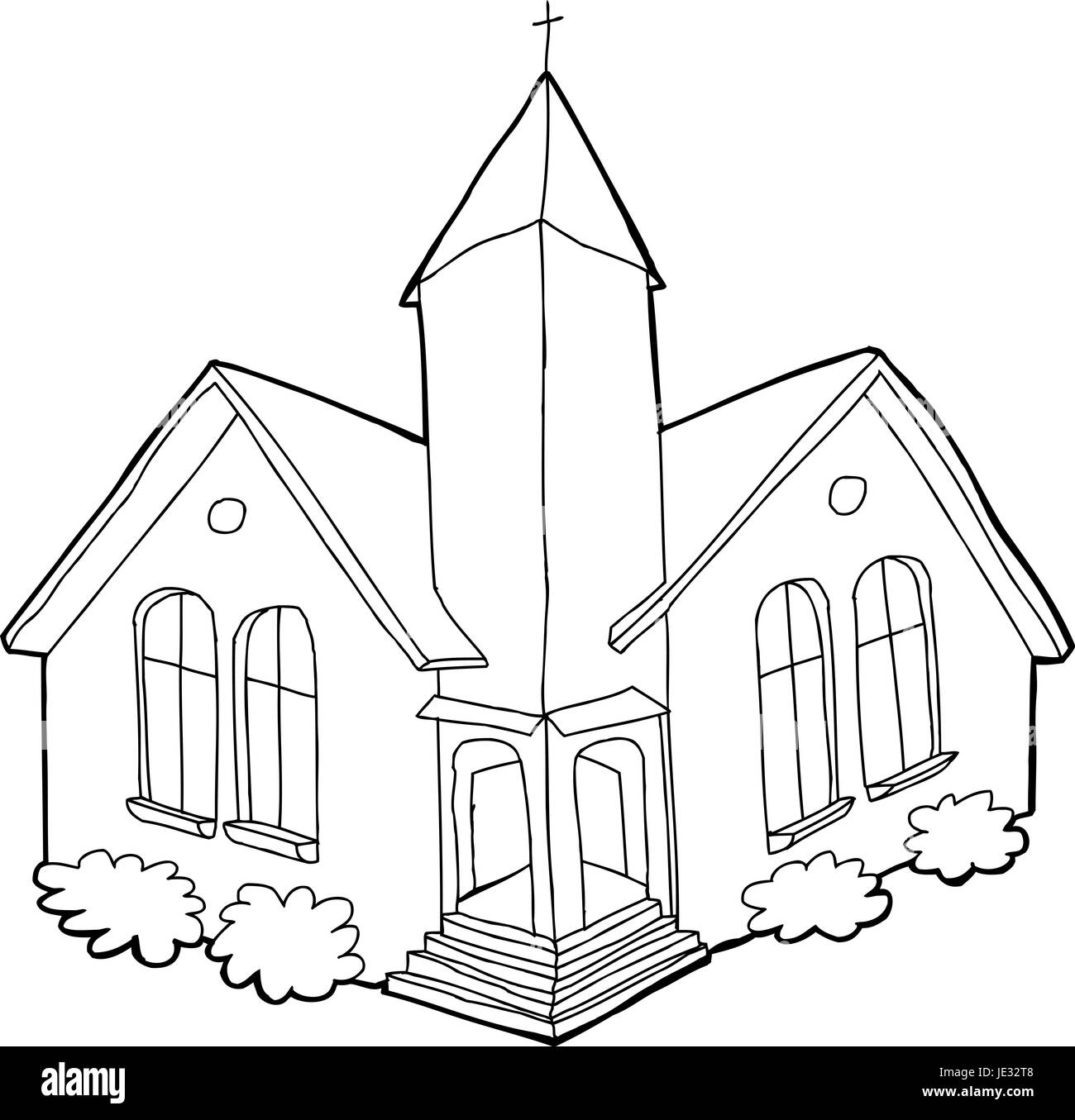 Iglesia dibujo animado Imágenes de stock en blanco y negro - Alamy