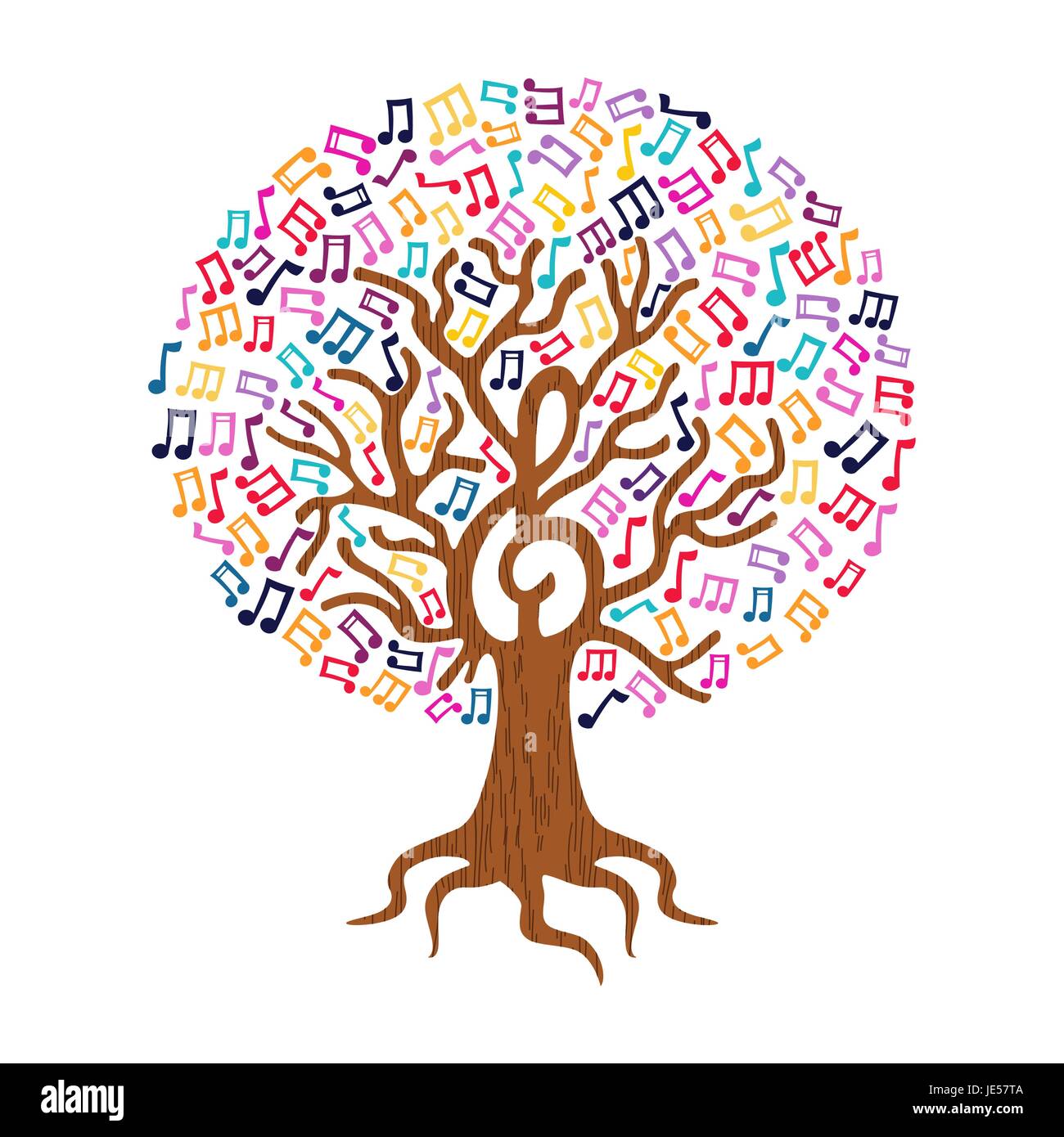 Árbol con decoración nota musical. Ilustración del concepto de ayuda de la  naturaleza o música en vivo. Vector EPS10 Imagen Vector de stock - Alamy