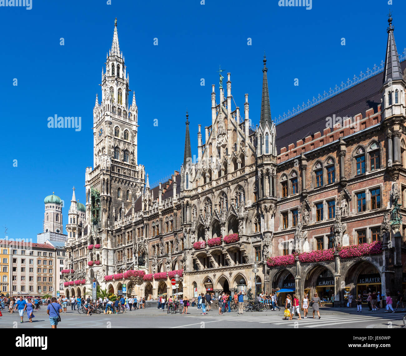 Munich, Alemania. El Neues Rathaus (Nuevo Ayuntamiento), Marienplatz, Munich, Baviera, Alemania Foto de stock