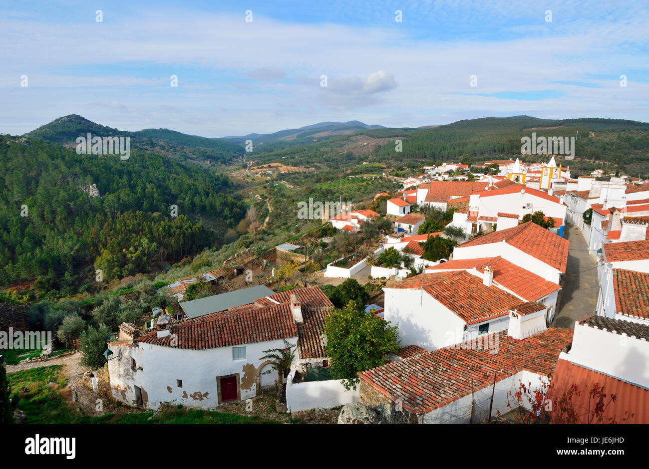 El pueblo histórico de Alegrete. Alentejo, Portugal Foto de stock