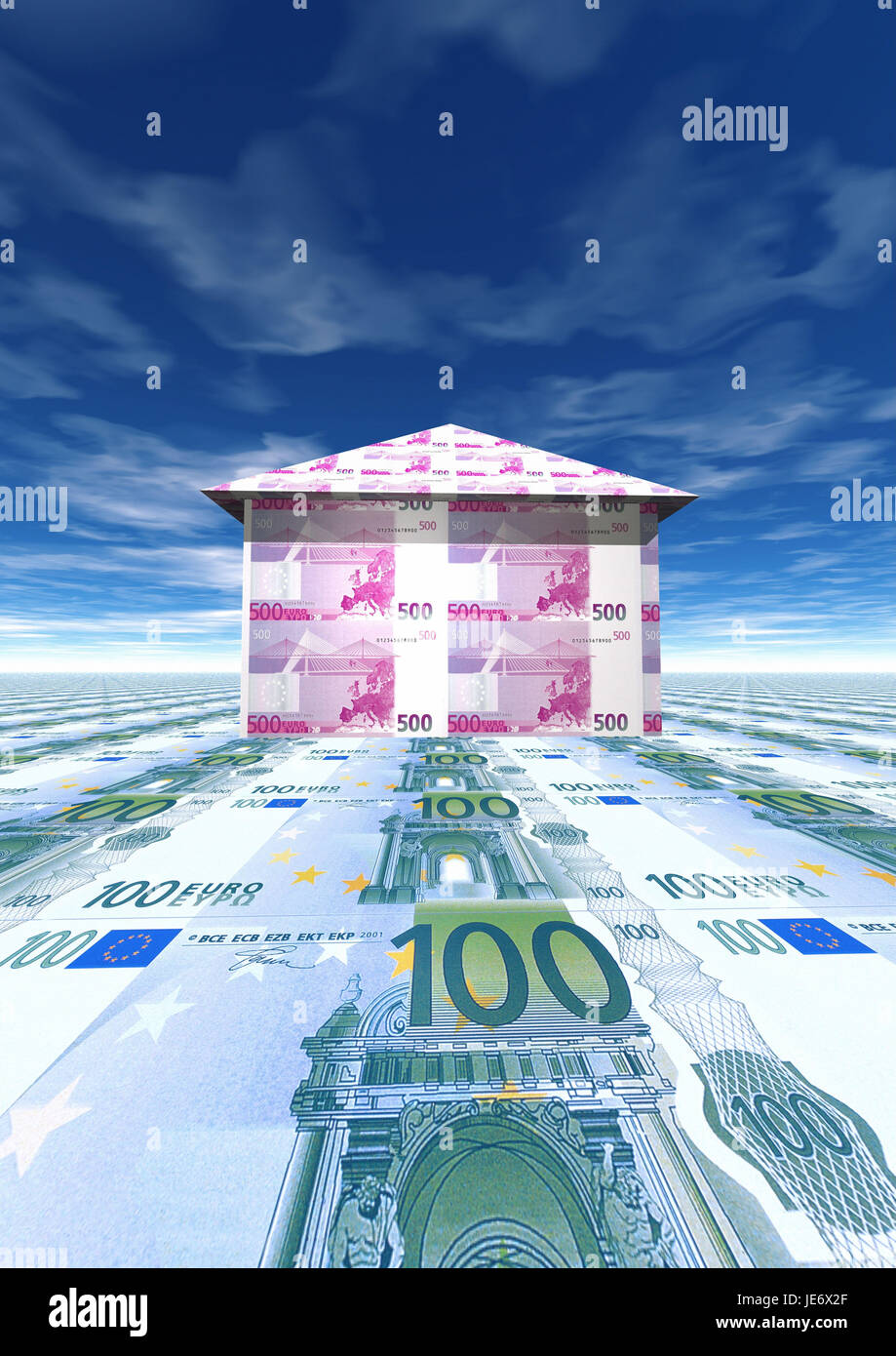 Icono de casa inmobiliaria y el euro, Foto de stock