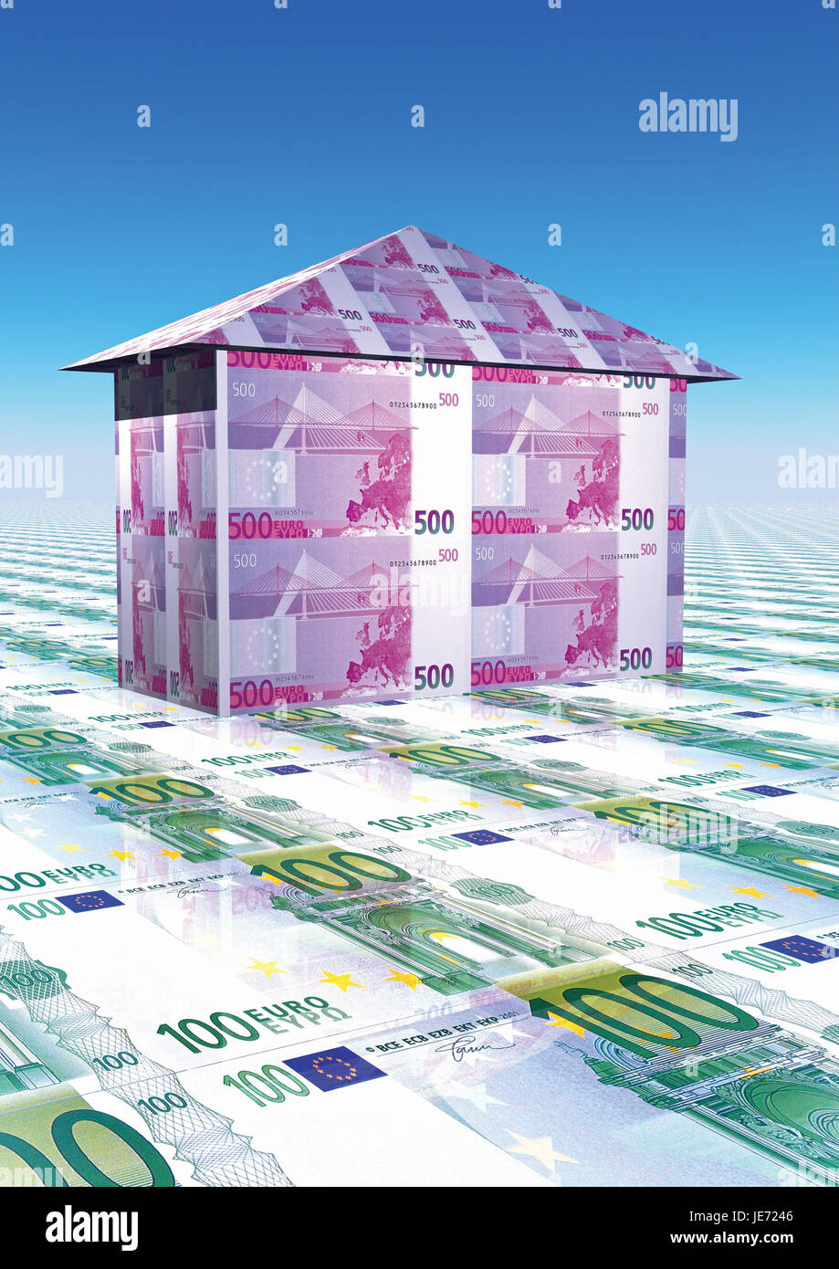 Icono de casa inmobiliaria y el euro, Foto de stock