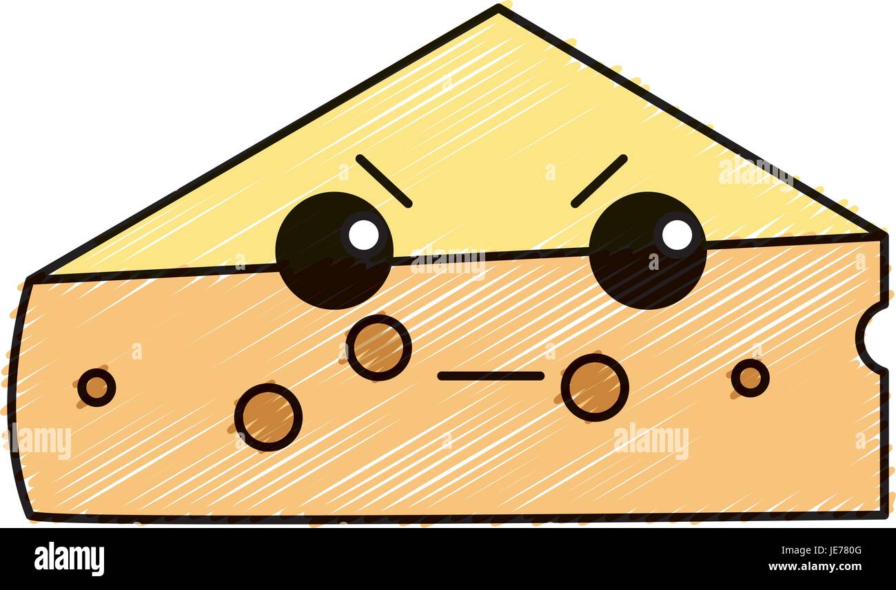 Trozo de queso fresco kawaii personaje Imagen Vector de stock - Alamy