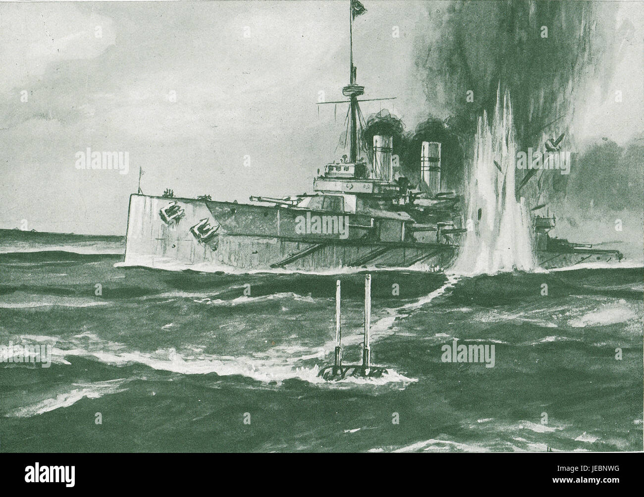Buque turco hundido por el submarino británico Foto de stock