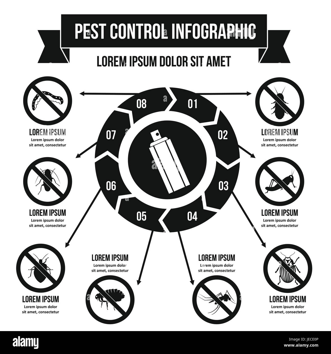 Control de plagas infográfico concepto, estilo sencillo Imagen Vector