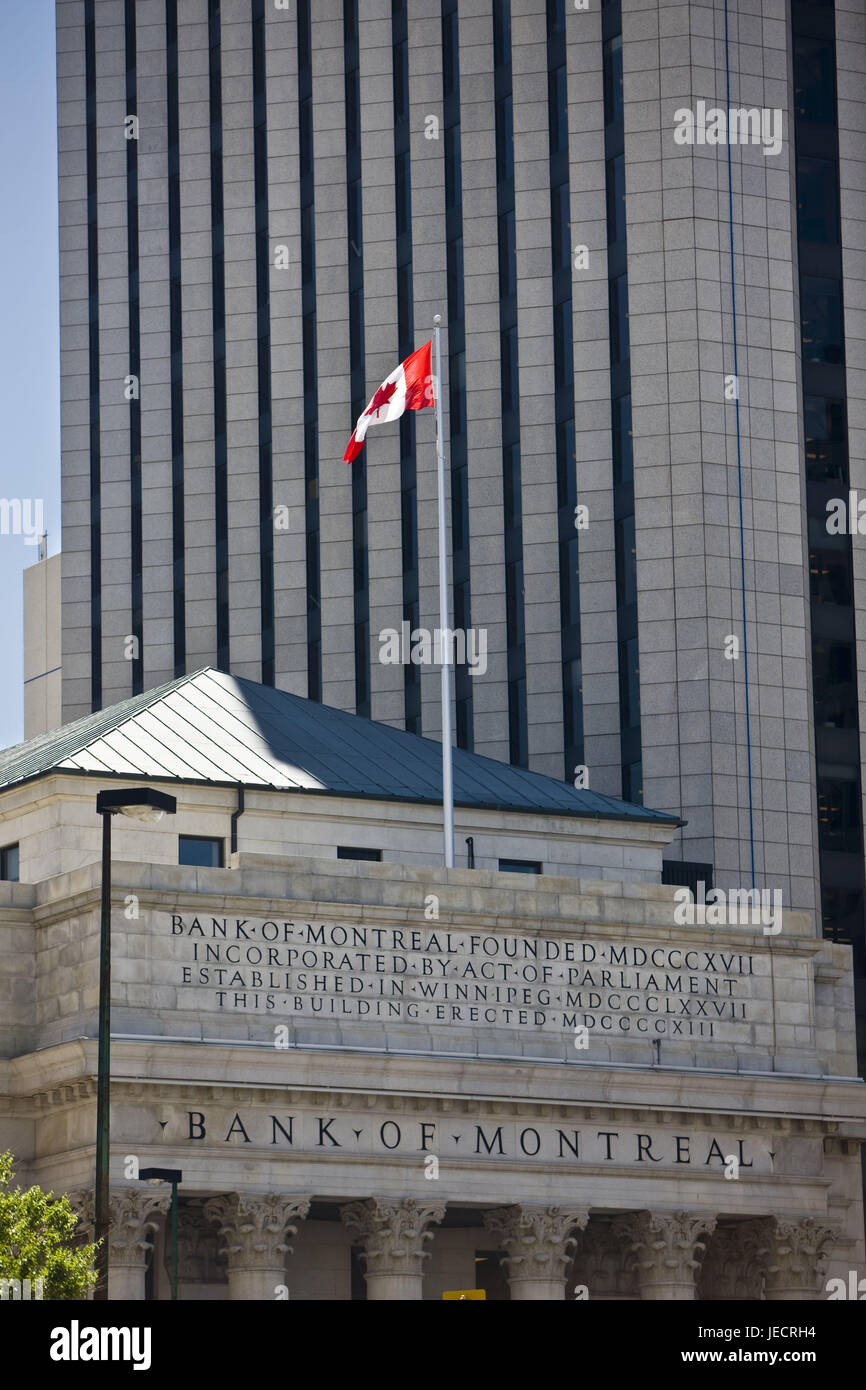 Winnipeg, Manitoba, Canadá, Bank of Montreal, fachada, detalle Foto de stock