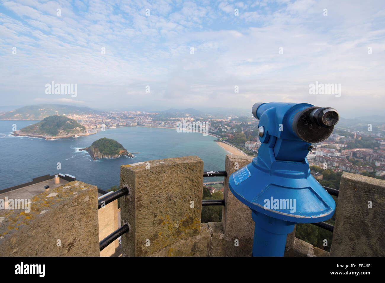 La Bahía San Sebastián vista desde el monte Igueldo, País Vasco, España. Foto de stock