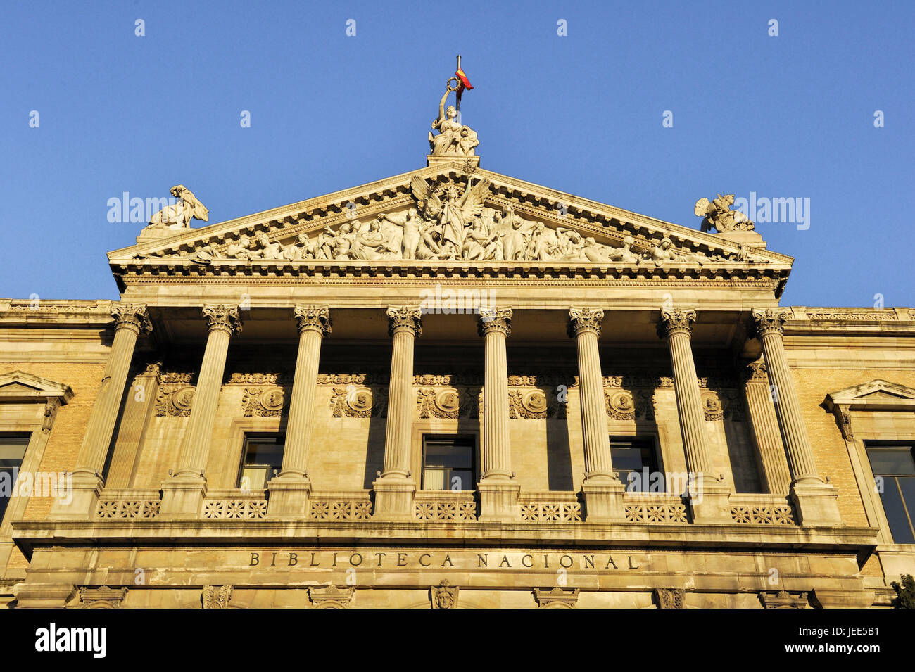 España, Madrid, biblioteca nacional, fachada, Foto de stock