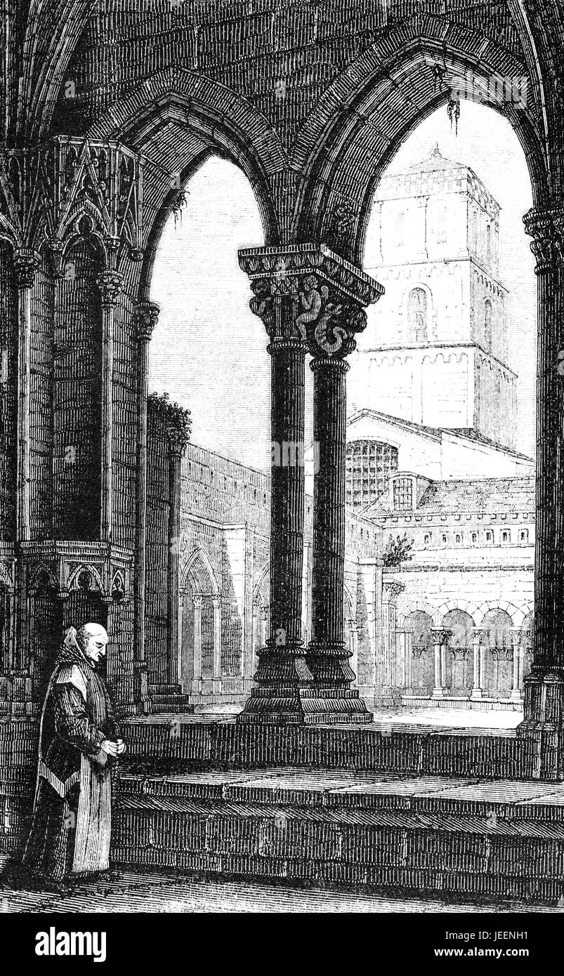 Transamund II, el Lombard duque de Spoleto desde 724 hasta 745, fue puesto en un monasterio por Liutprand Foto de stock
