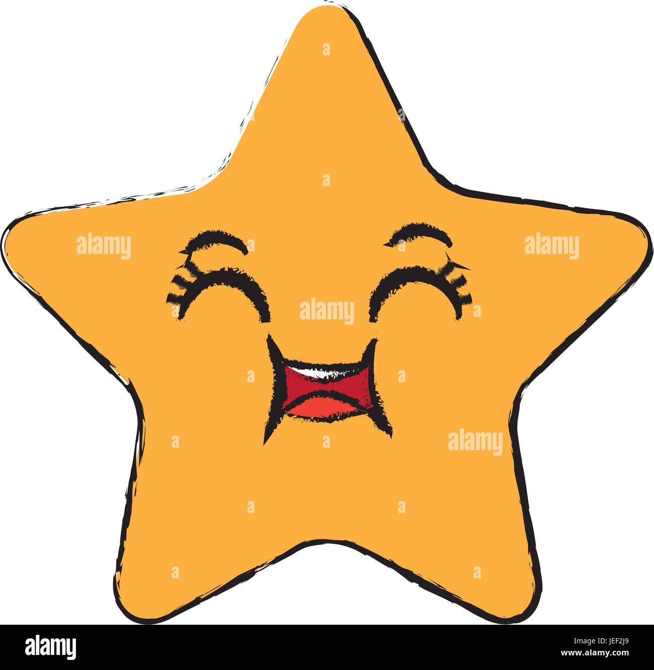 Kawaii Cute dibujos animados de estrella de la expresión facial Imagen  Vector de stock - Alamy