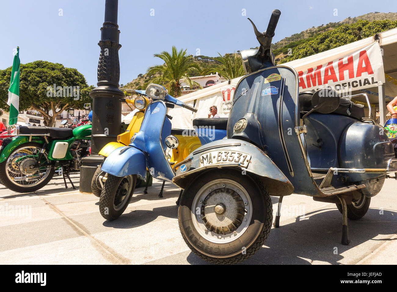 Vespa Vintage motos Piaggio, Vespa, Moto Encuentro en Mijas, Málaga, Andalucía. Foto de stock