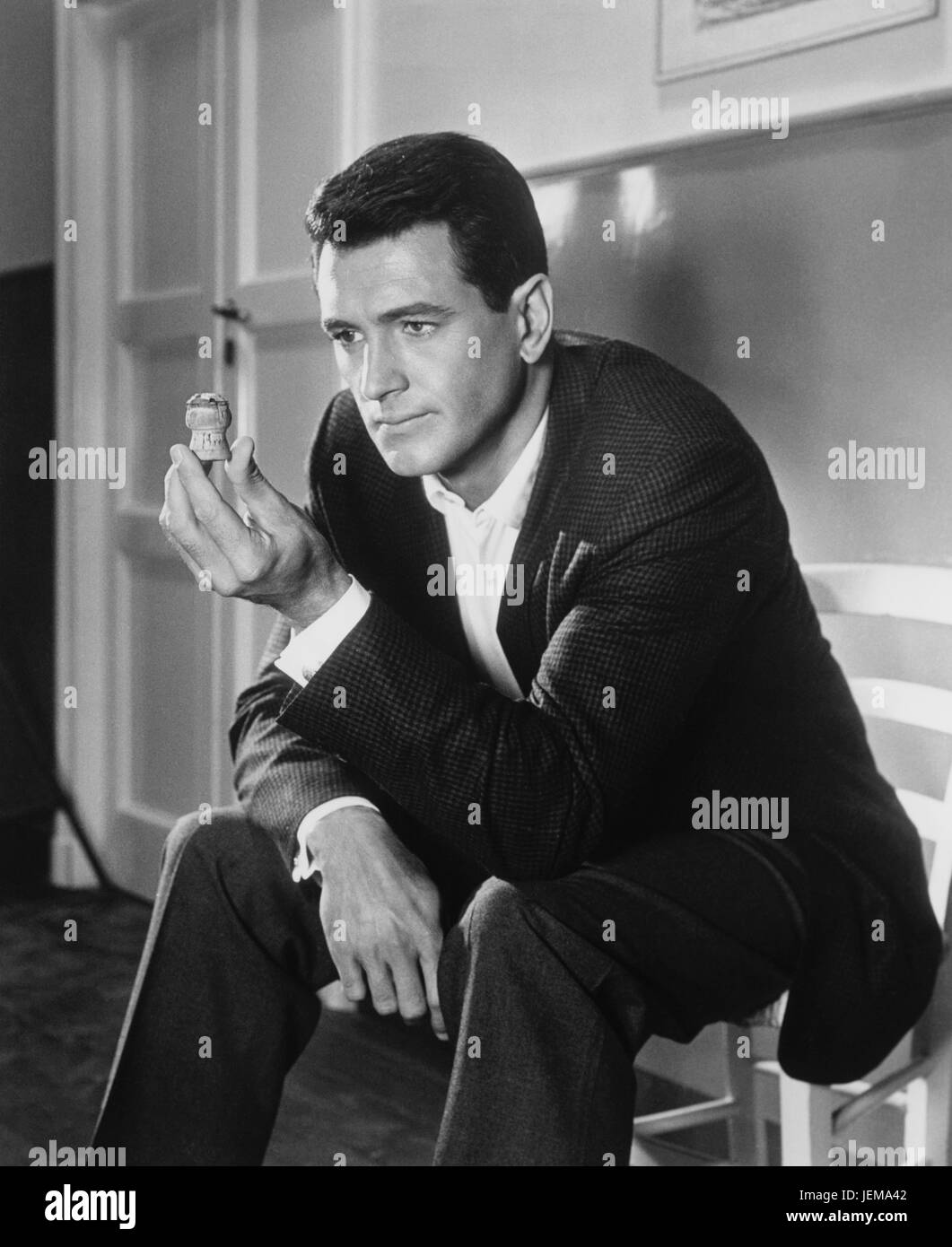 Rock Hudson, en el plató de la película, "Llegado septiembre', 1961 Foto de stock