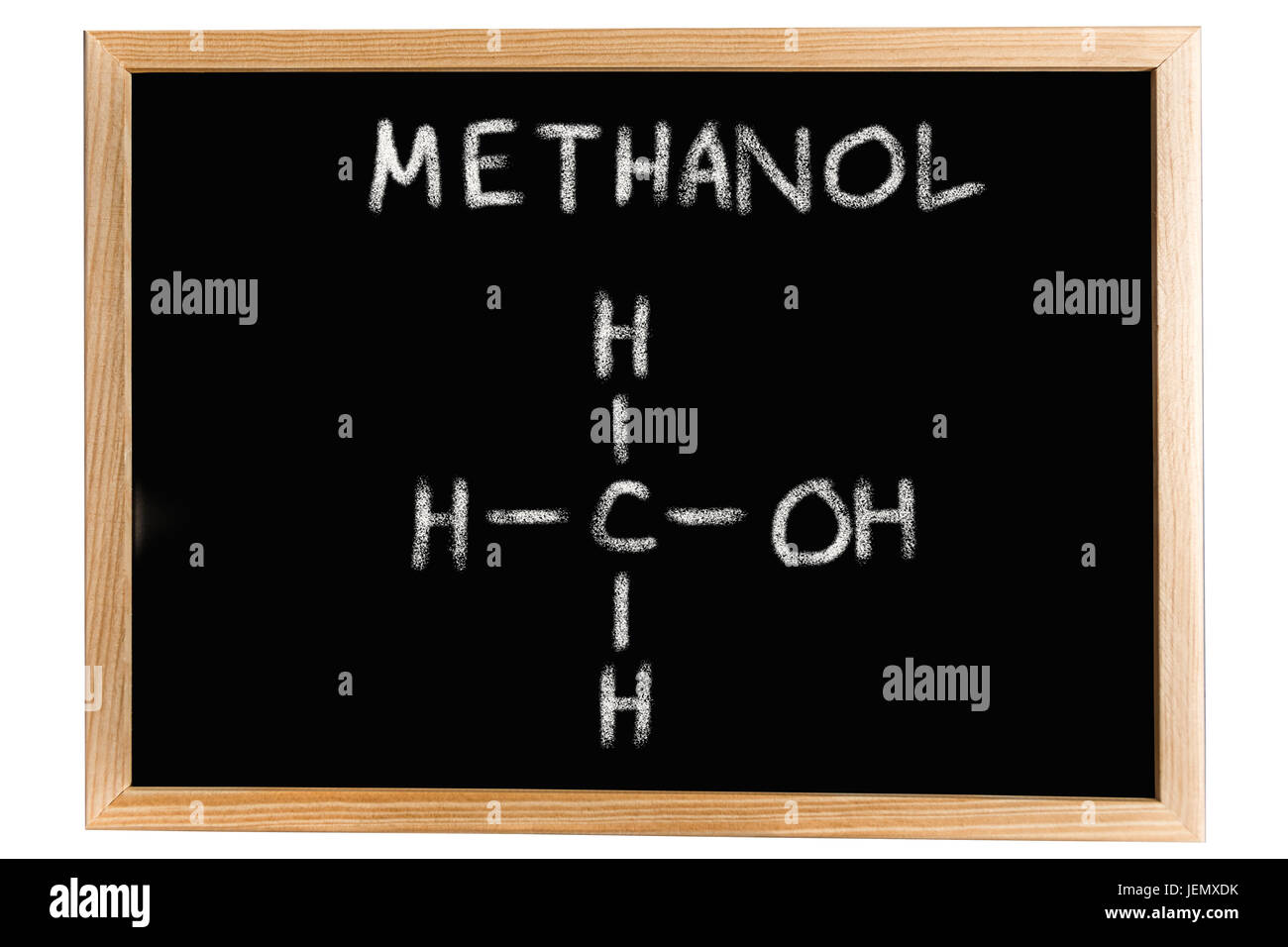 Pizarra con la fórmula química de Metanol Foto de stock