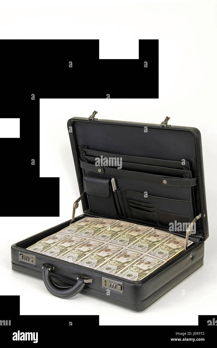 Maleta más plenamente 50 dollar notas, maletas, monetaria Koffer voller, Geldkoffer Dollarscheine 50 Foto de stock
