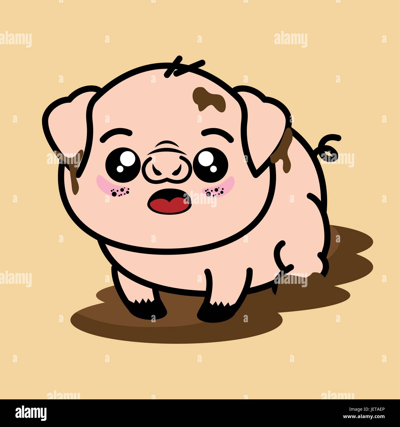 Cute Dibujos Animados De Cerdo Y Sucio Imagen Vector De Stock Alamy