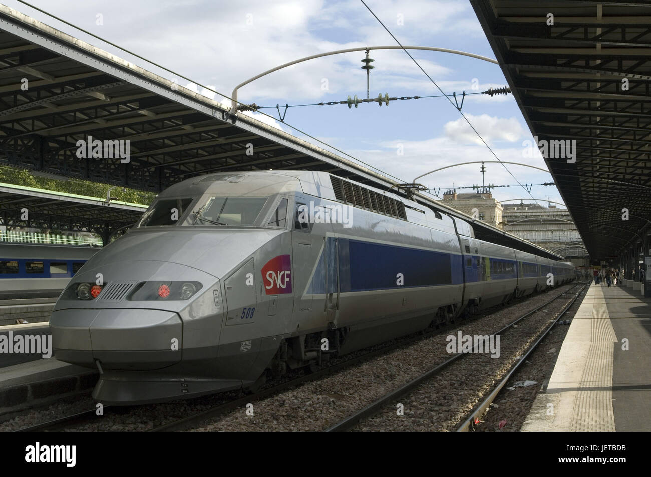 Francia, Paris, estación de ferrocarril, "Uno de l' Estonio, plataforma, tren, SNCF, la propiedad no suelte, Foto de stock