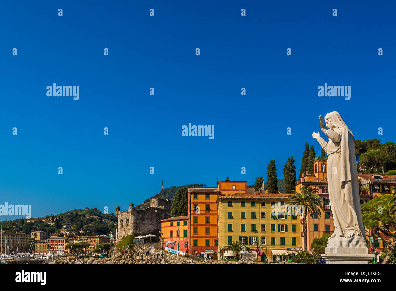 Italia Liguria Santa Margherita Ligure estatua de Santa Margherita de Antiochia sobre Paseo Foto de stock