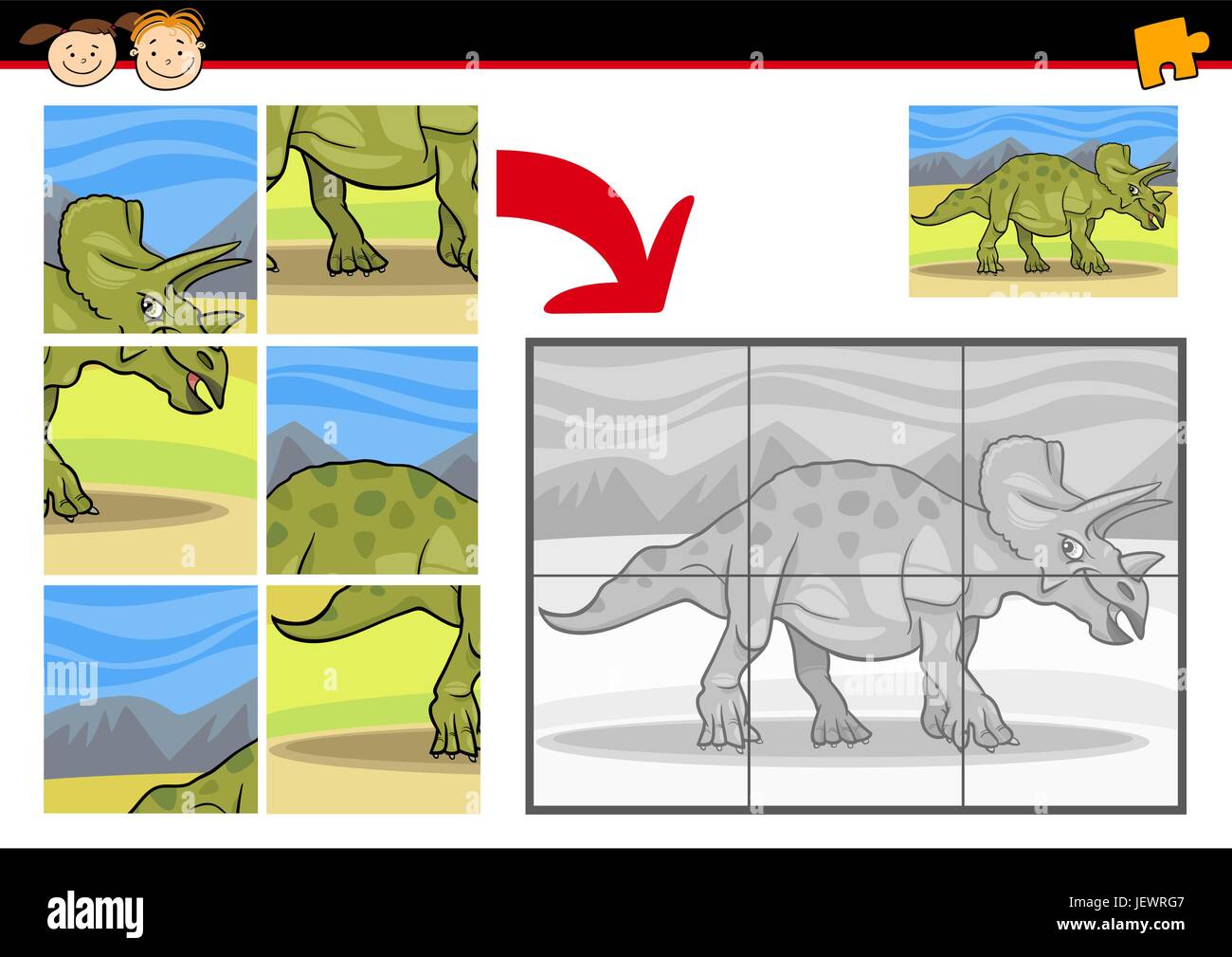 La educación, la ilustración, dinosaurio, Jigsaw, dibujos animados Imagen Vector de stock Alamy