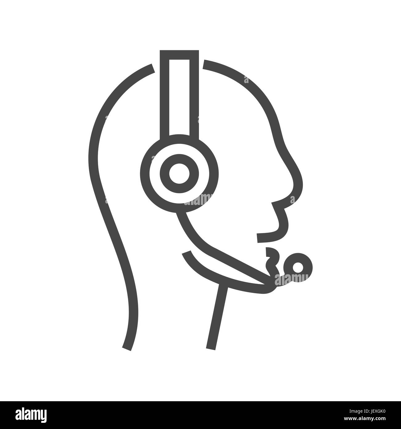 Customer Support Manager delgada línea vector icono. Icono Plano