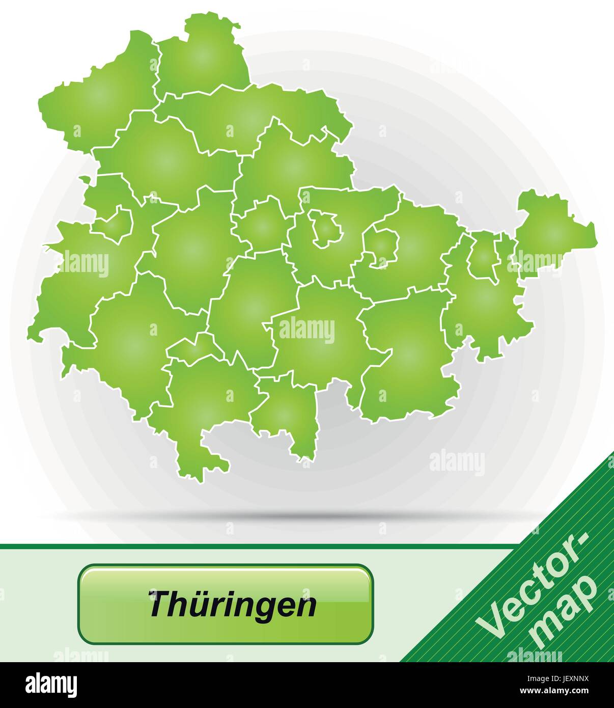Mapa de la frontera de Turingia con bordes en verde Ilustración del Vector