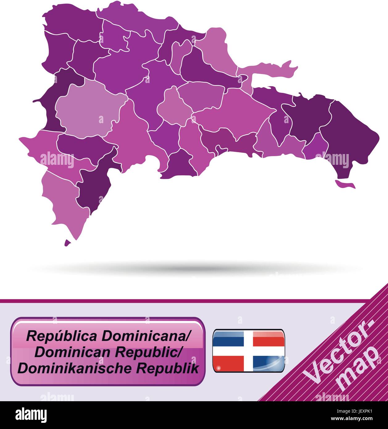 Mapa de la frontera de República Dominicana con bordes en violeta Ilustración del Vector