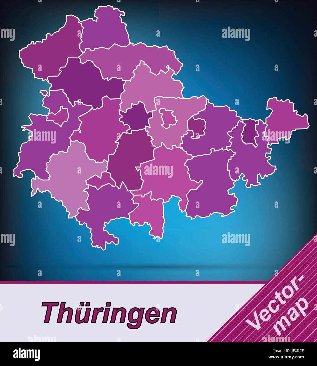 Mapa de la frontera de Turingia con bordes en violeta Ilustración del Vector