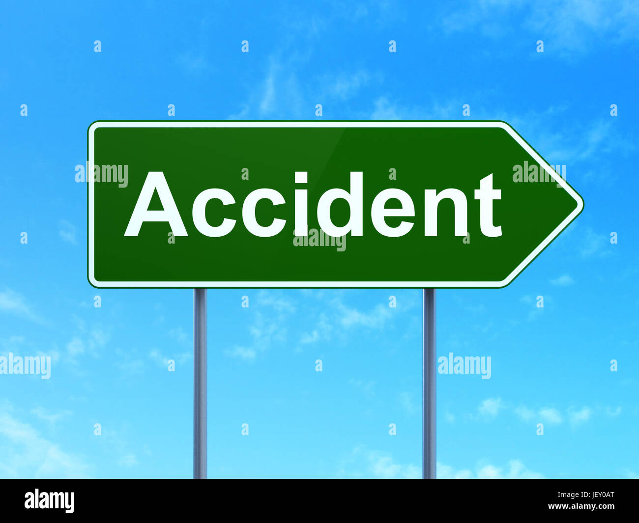 Concepto de seguros: accidente en carretera fondo signo Foto de stock