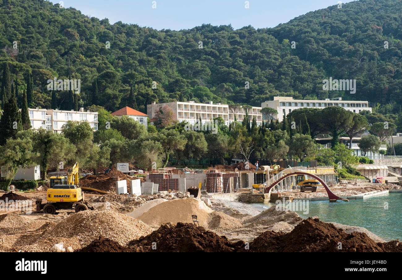 Los trabajos de construcción de un nuevo hotel, de Lapad de Dubrovnik, Croacia, Europa Foto de stock