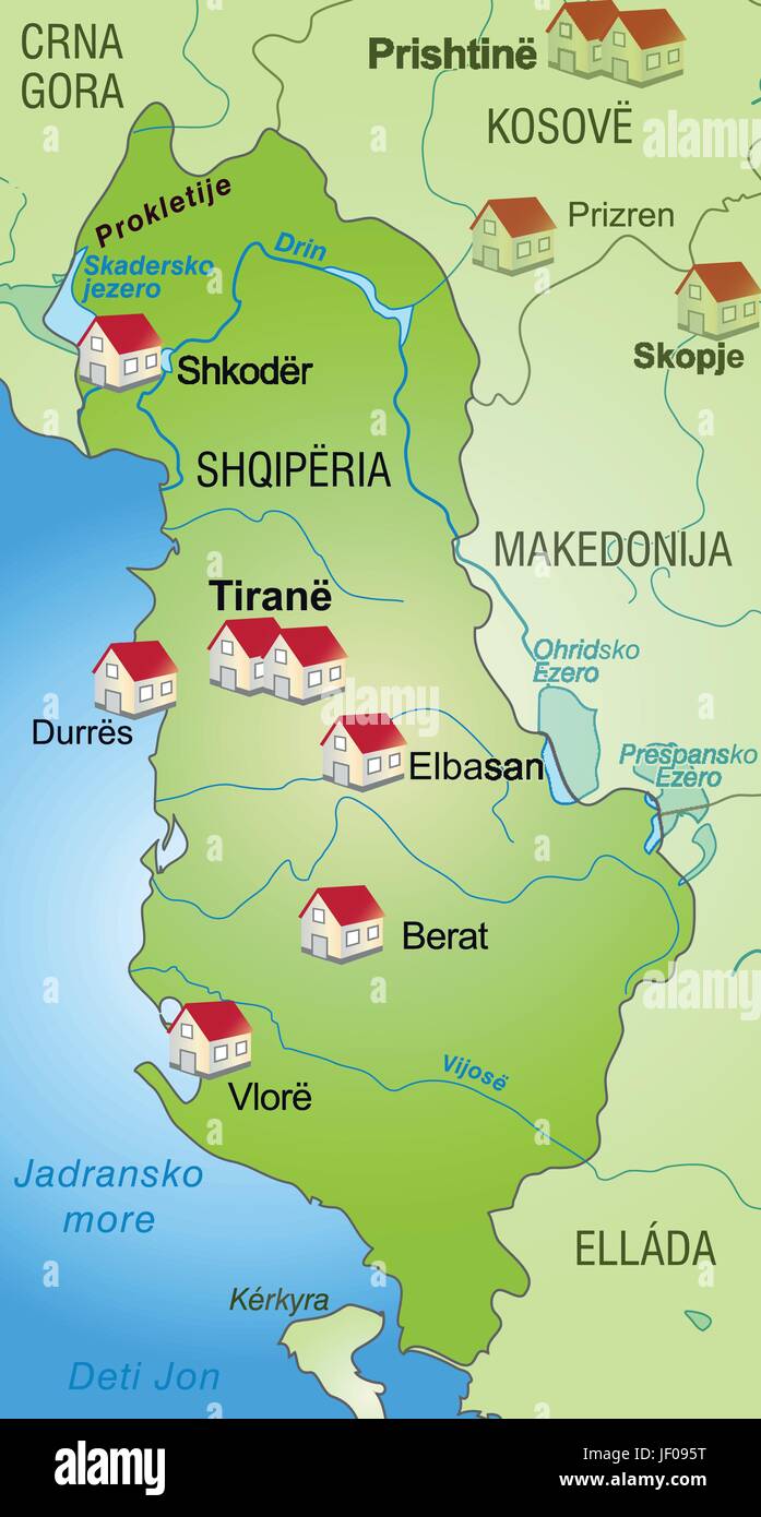 Mapa de Albania como infográfico en verde Imagen Vector de stock - Alamy