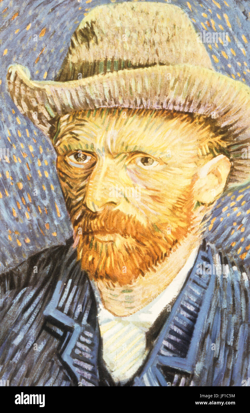 Van Gogh pintura Autorretrato con sombrero de fieltro 