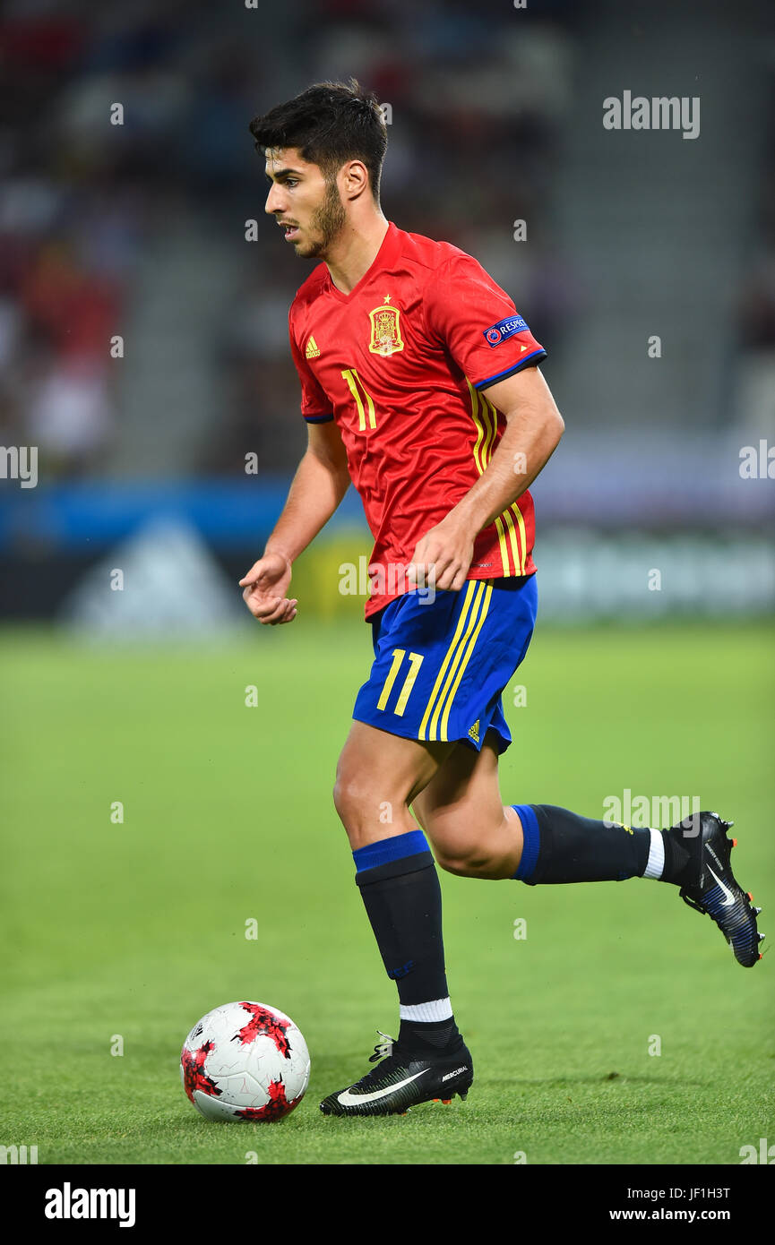 Marco Asensio durante el campeonato de Europa Sub-21 partido entre España e  Italia el 27 de junio de 2017 en Cracovia, Polonia. (Foto por MB de Media  Fotografía de stock - Alamy