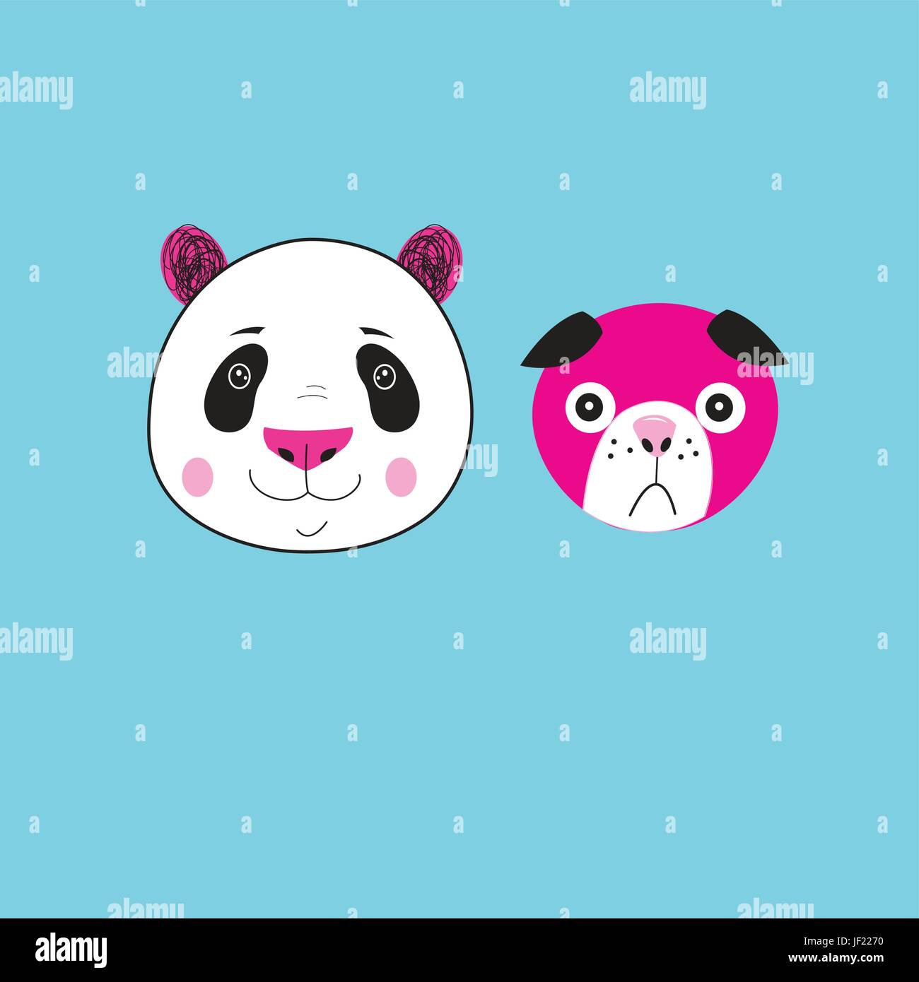 Ilustración de iconos Panda y el perro Ilustración del Vector