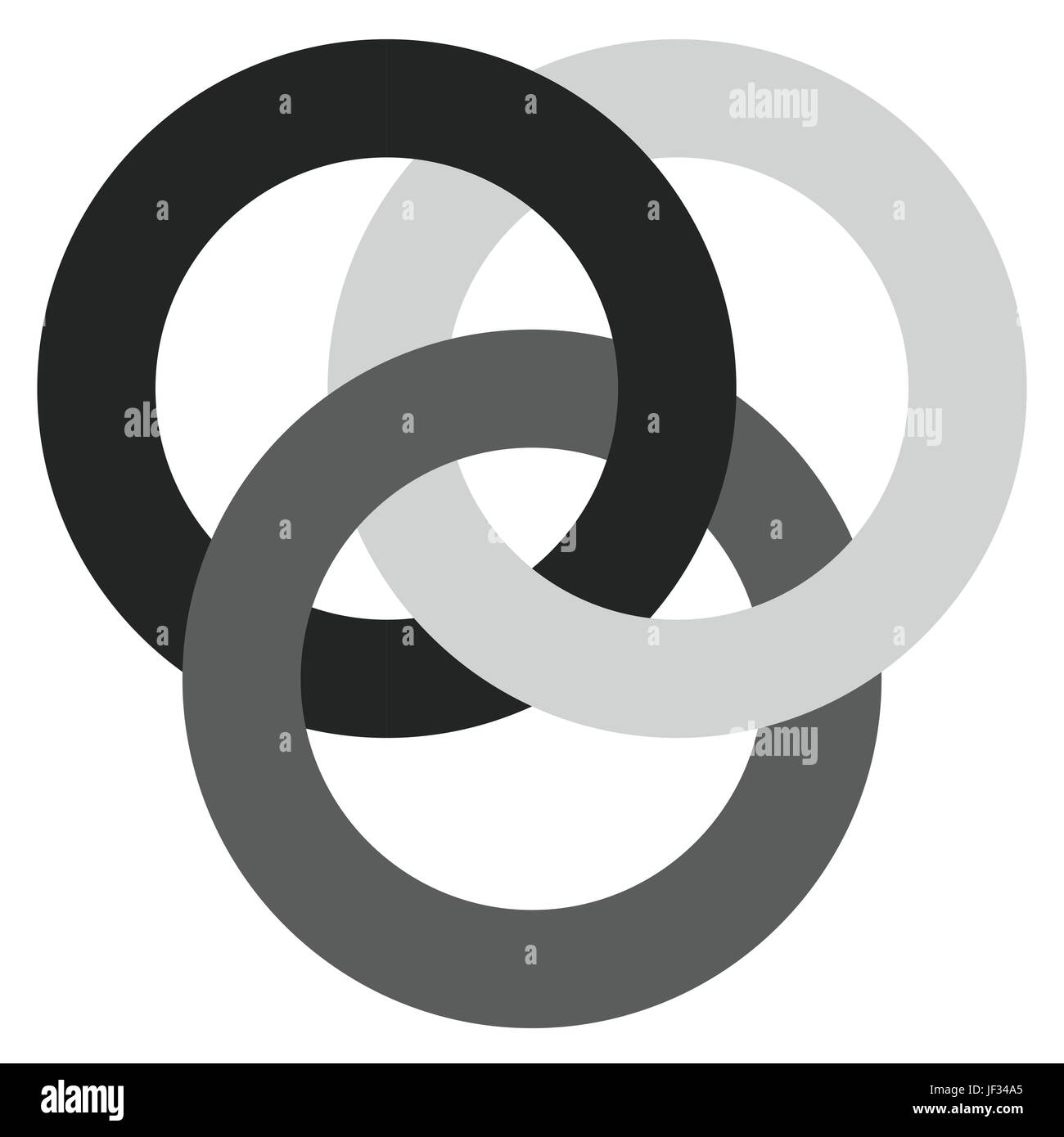 Icono con 3 círculos entrelazados. anillos. Símbolos abstractos para la  conexión, la unidad, la relación, vinculación o conceptos similares Imagen  Vector de stock - Alamy