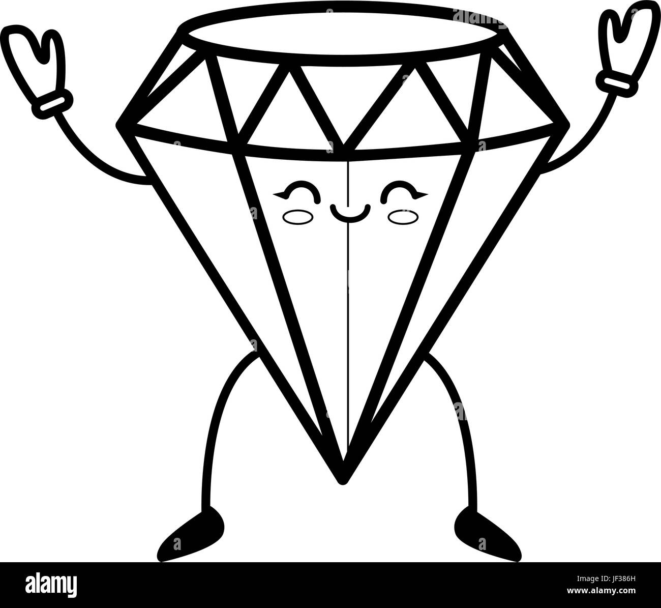 Kawaii icono de diamante sobre fondo blanco ilustración vectorial Imagen  Vector de stock - Alamy