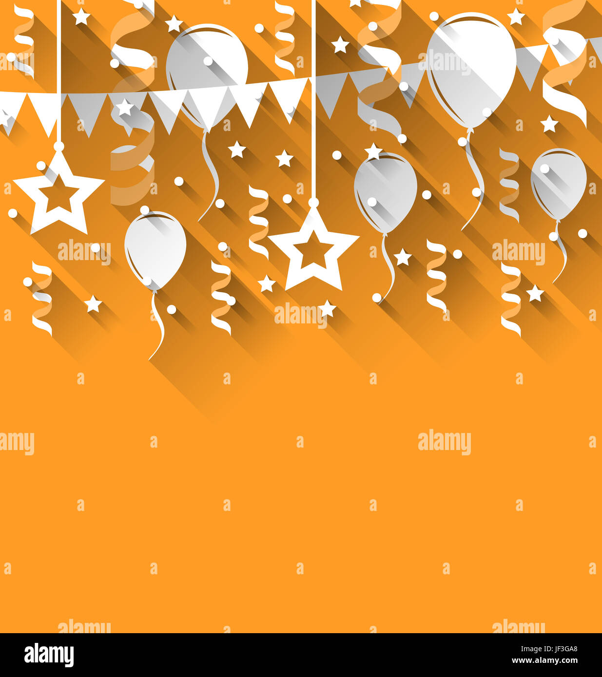 Ilustración de fondo feliz cumpleaños con globos, estrellas y banderines,  moderno estilo plano Fotografía de stock - Alamy
