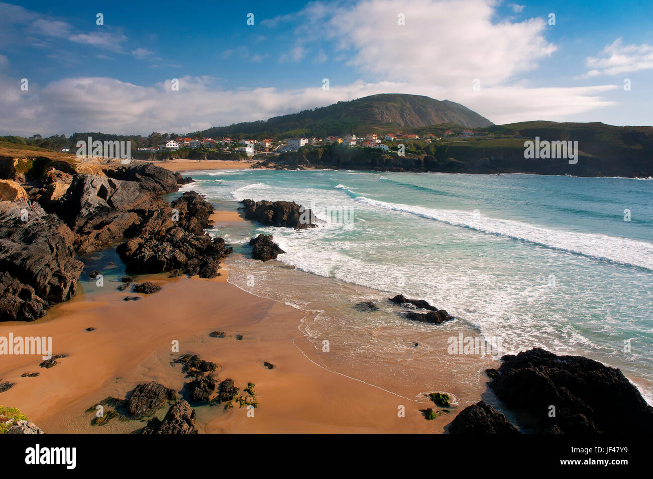 El paisaje costero, Meiras - Valdovino, provincia de La Coruña, en la región de Galicia, España, Europa Foto de stock
