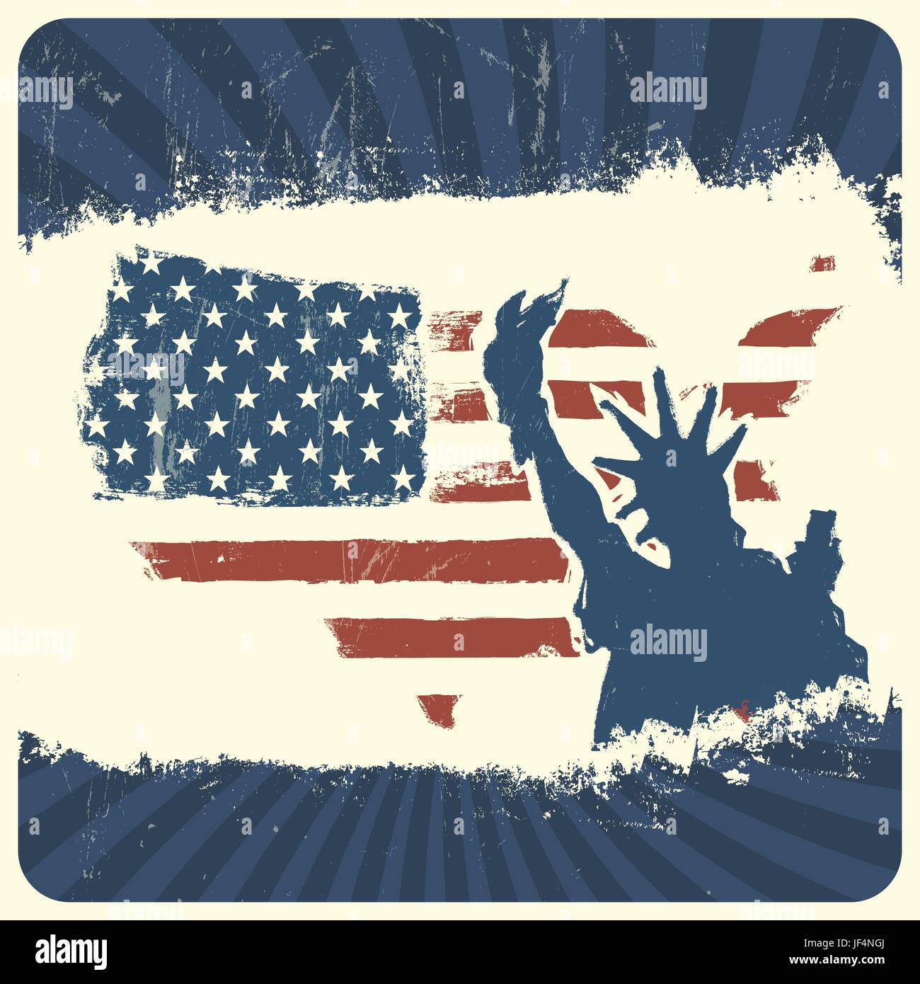 Azul, americana, EEUU, vintage, la guerra, la libertad, Estados Unidos, póster Ilustración del Vector