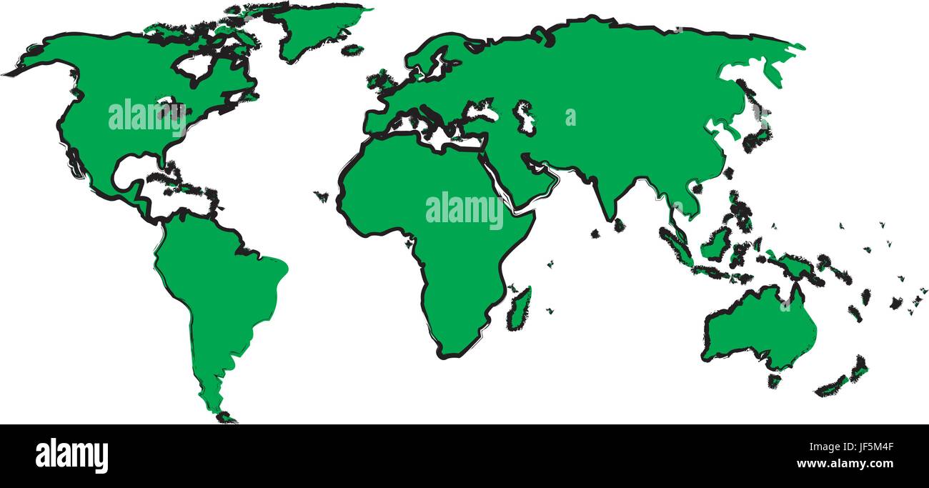 Dibujo de Mapa Verde continente mundial imagen Imagen Vector de stock -  Alamy