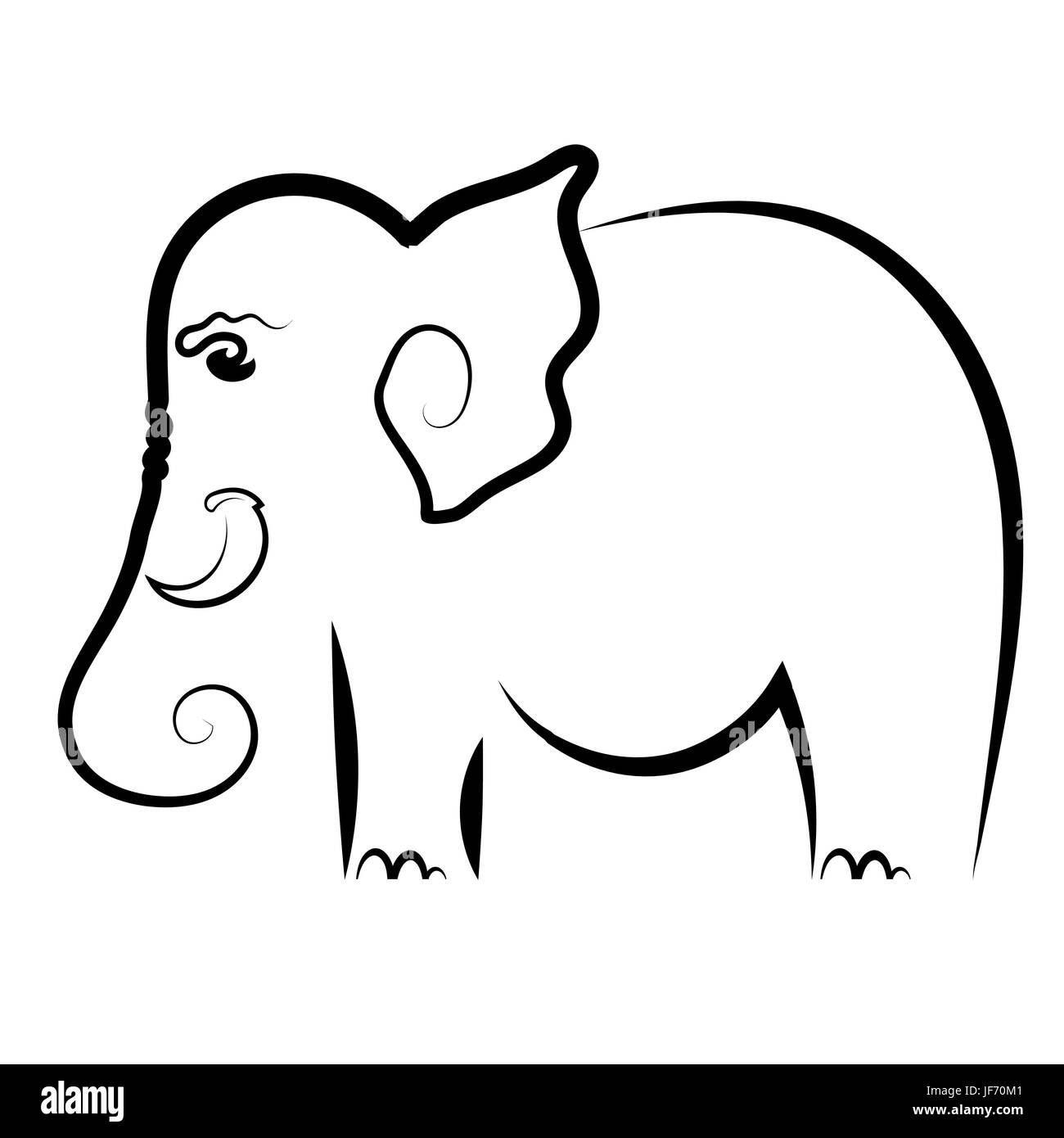 Gran símbolo de elefante aislado sobre fondo blanco. Ilustración del Vector
