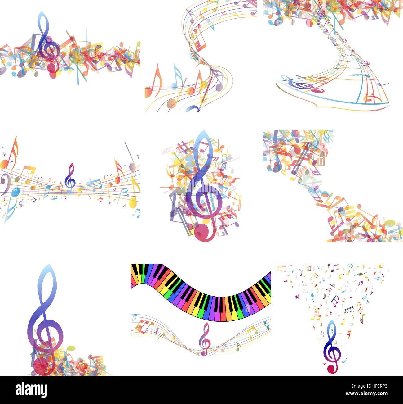 Notas musicales multicolores personal Ilustración del Vector