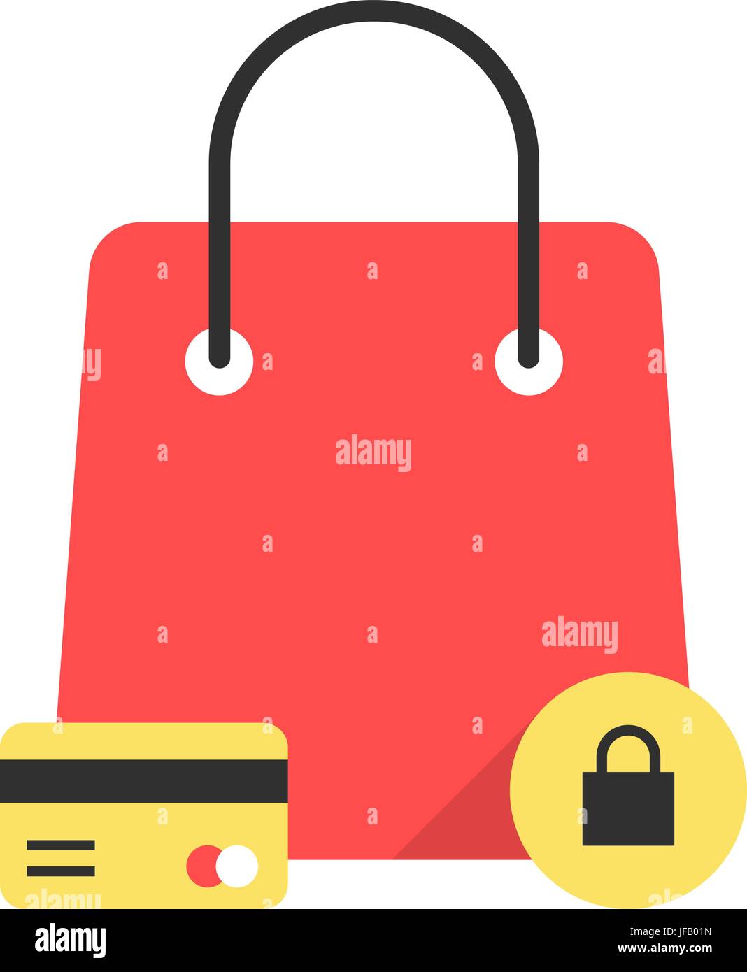 Bolsa roja icono como compra protegida Imagen Vector de stock - Alamy