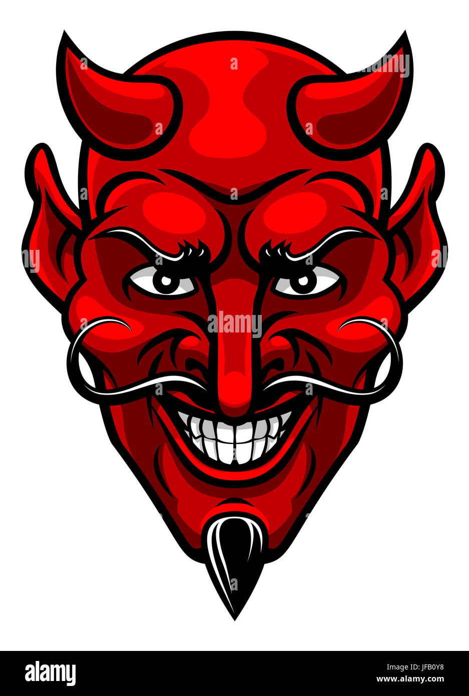 Un personaje de dibujos animados de diablo mascota deportiva cara con una  sonrisa mal Fotografía de stock - Alamy