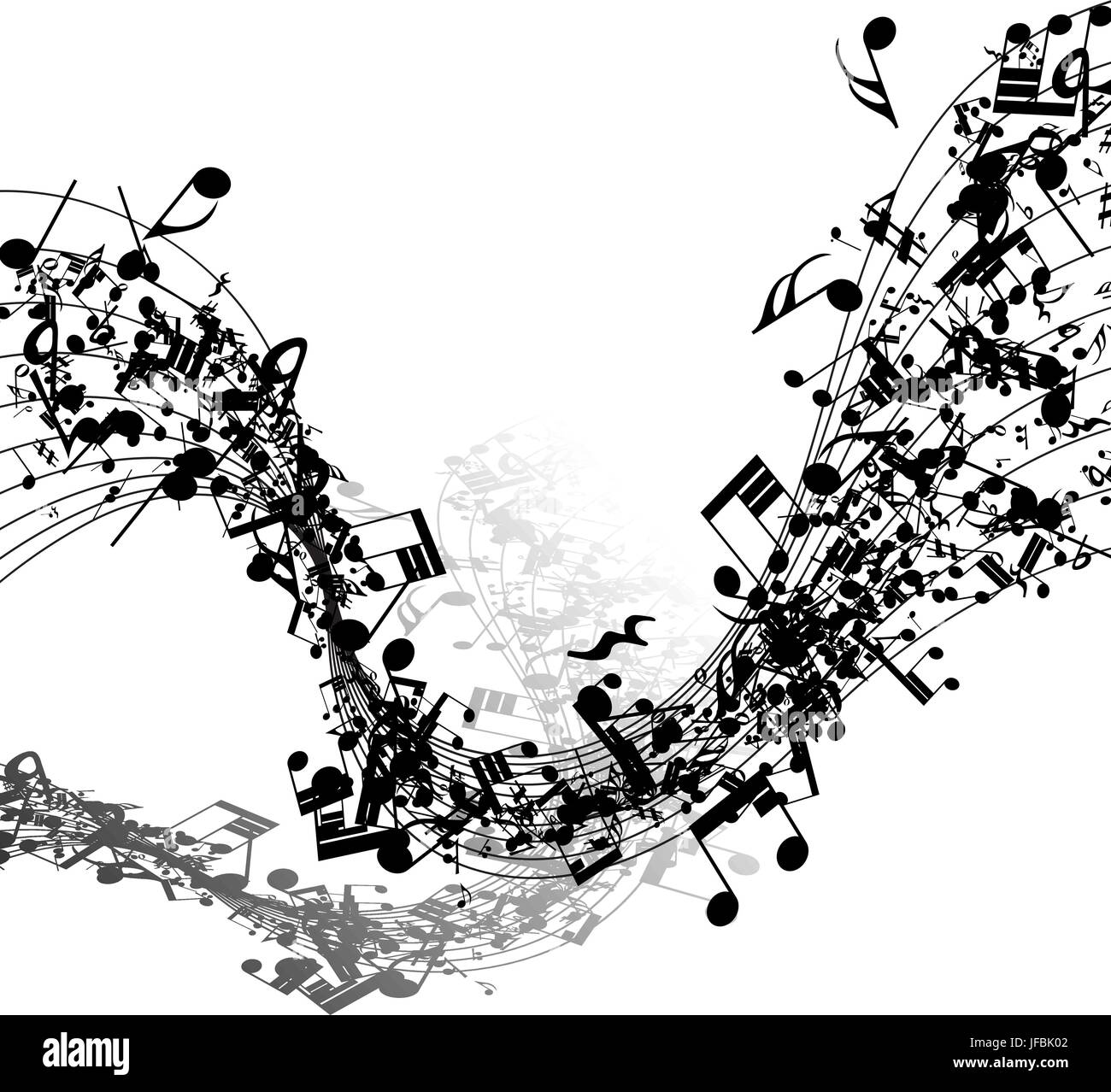 Las notas musicales en una fila Ilustración del Vector