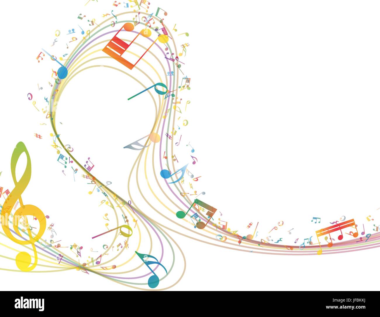 Clave musical con notas fila Ilustración del Vector