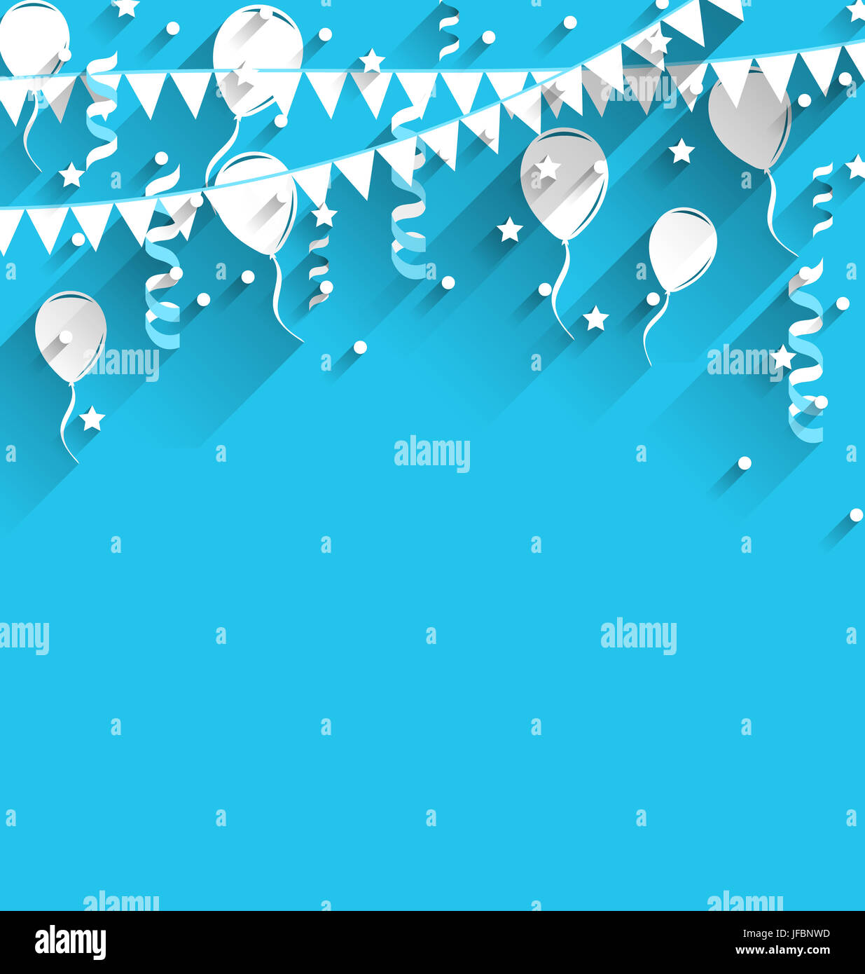 Ilustracion De Fondo Feliz Cumpleanos Con Globos Estrellas Y Banderines Moderno Estilo Plano Fotografia De Stock Alamy